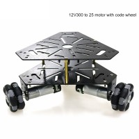 3WD 58mm Mecanum Wheel Robot Car Chassis 2-Tier + 12V 300RPM 25mm Motors w/ Encoder Unassembled