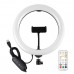 10.2" RGBW Dimmable LED Ring Light Fill Light 168pcs LED Beads w/ Remote Control Phone Clamp PU504B