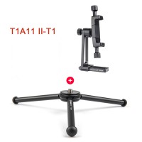 T1A11-II-T1 Kit Pocket Tripod Mini Tripod Portable Desktop Phone Camera Tripod with Phone Clamp