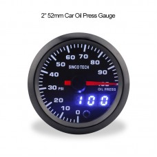 SINCOTECH 2" 52mm Car Oil Press Gauge 0~100PSI Oil Pressure Meter 7-Color LED DO636 for 12V Car