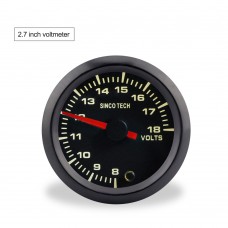 SINCOTECH 2" 7-Color 52mm Car Voltage Gauge Digital Voltmeter Volts Meter 8-18V DO637 for 12V Car 