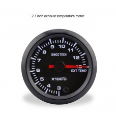 SINCOTECH 2" 7-Color 52mm Car Ext Temp Gauge Exhaust Gas Temp Meter (3~13)x100℃ DO637 for 12V Car 