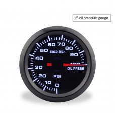 SINCOTECH 2" 52mm Car Oil Press Gauge Monochrome Oil Pressure Meter 0~100PSI DO638 for 12V Car 