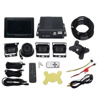 4CH Car Mobile DVR Recorder with 4 IR Light Vision Camera and Cable 7 Inch LCD Screen Set