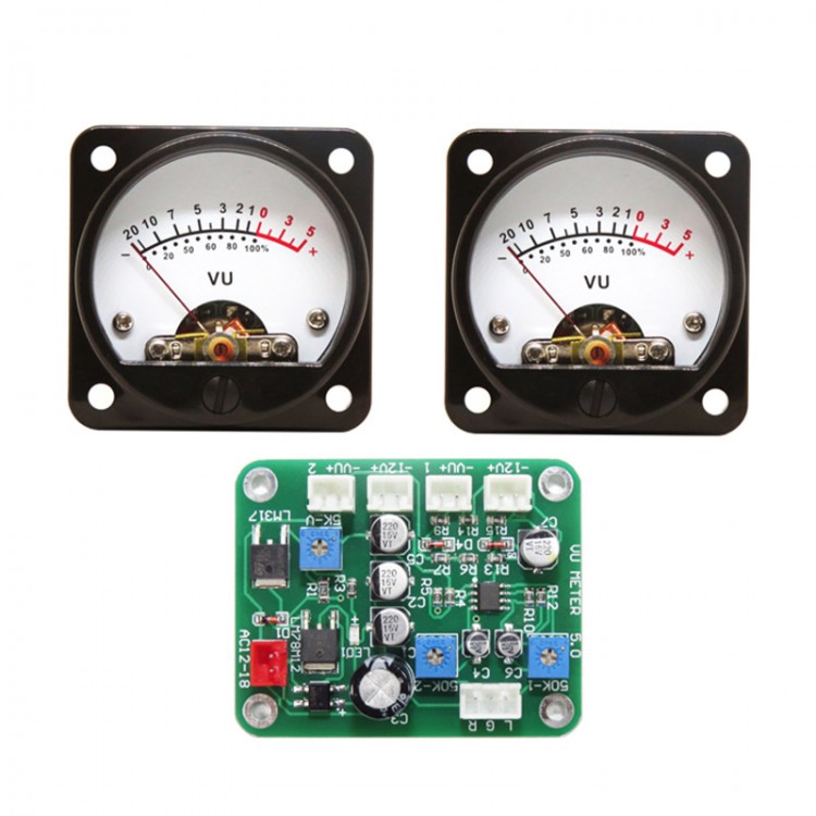 2pcs VU Meter + Driver Board Set Power Amplifier Audio Level Meter LED