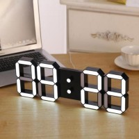 3D LED Clock Electronic Luminous Clock WiFi Version for Living Room Decoration White Light Black Shell    