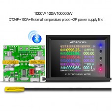 DT24 Digital Display DC Power Meter Bluetooth Voltmeter Ammeter Battery Capacity Tester w/ 100A Shunt