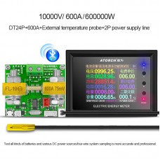 DT24 Bluetooth Digital Display Voltmeter Ammeter DC Power Meter Battery Capacity Tester w/ 600A Shunt