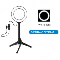 PKT3084B 4.7" Ring Light With Stand White Light LED Ring Light Tripod For Livestream Selfie Vlog