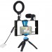 PKT3085 Vlog Smartphone Video Rig + 4.7" RGBW Ring Light + Microphone + Pocket Tripod + Ball Head