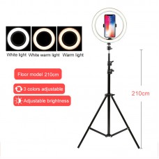 210cm Stand + 26cm Ring Fill Light + One Phone Holder For Vlog Livestream Selfie Photography