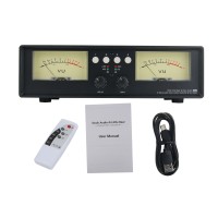 VU2-L Bulb Version MIC+LINE Dual VU Meter Audio Splitter Box 4-Way Switcher Sound Level Indicator