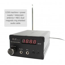 0.5W Stereo FM Transmitter Wireless Broadcast Transmitter Power Adjustable w/ Antenna Audio Cable