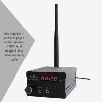 5W Stereo FM Transmitter Wireless Radio Transmitter Power Adjustable w/ Rubber Antenna Audio Cable