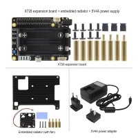 X728 Expansion Board UPS Power Management Board w/ Radiator Power Adapter for Raspberry Pi