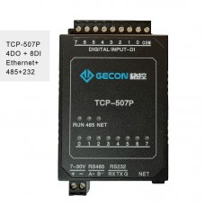 4DO + 8DI Industrial Controller For Modbus TCP Data Acquisition TCP-507P [Ethernet + RS485 + RS232]