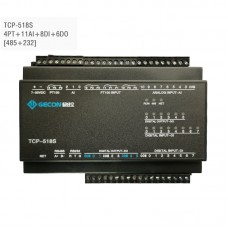 4PT100 + 11AI + 8DI + 6DO Industrial Controller Ethernet IO Module TCP-518S RS485 + RS232