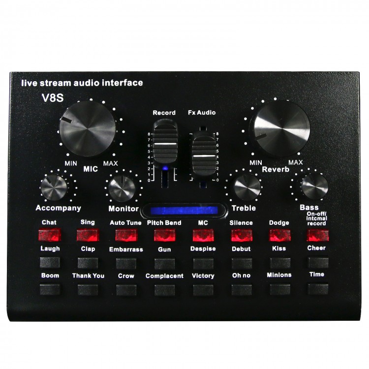 V8S Sound Card Live Stream Audio Interface Bluetooth Sound Card 16