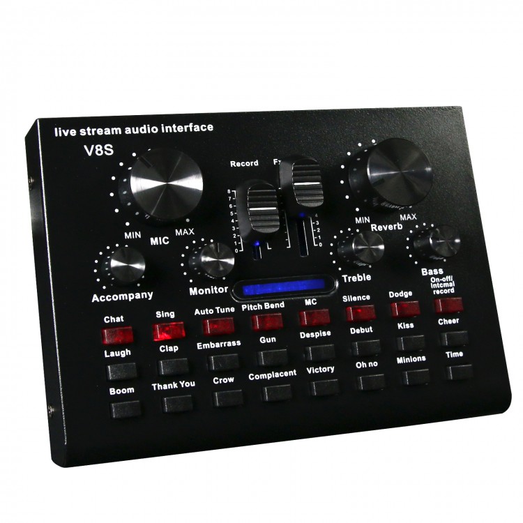 V8S Sound Card Live Stream Audio Interface Bluetooth Sound Card 16