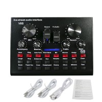 V8S Sound Card Live Stream Audio Interface Bluetooth Sound Card 16 Sound Effects for Phone Computer