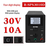 R-SPS3010D Adjustable DC Power Supply Switching Power Supply Output 0-30V 0-10A 4-Digit Display Black
