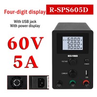 R-SPS605D Adjustable DC Power Supply Switching Power Supply Output 0-60V 0-5A 4-Digit Display Black