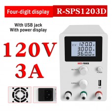 R-SPS1203D Adjustable DC Power Supply Switching Power Supply Output 0-120V 0-3A 4-Digit Display White