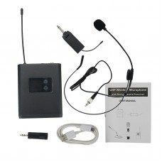 UHF Wireless Microphone System Headset Mini Microphone with Receiver Bodypack Transmitter Black