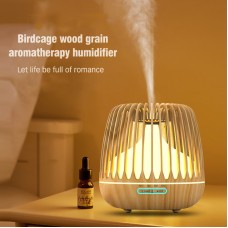 Birdcage Wood Grain Humidifier Aroma Essential Oil Diffuser Ultrasonic Air Purifier Sprayer 500ml w/ Colorful Light