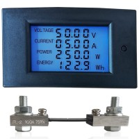WZ-DM100 DC Digital Power Monitor Energy Meter 100V 100A High-Precision Voltage Current Power Meter