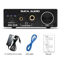 DAC-Q5N HiFi Lossless Headphone Amplifier DAC Optical Coaxial USB Sound Card w/ Power Supply Black