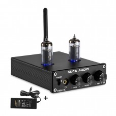 TUBE-T4C 50Wx2 HiFi Bluetooth Tube Amplifier 6J4 Headphone Preamp w/ Power Supply Black Front Panel