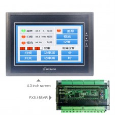 For Samkoon EA-043A 4.3-Inch HMI Touch Screen 480*272 + FX3U-56MR PLC Industrial Controller Board