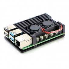 For Raspberry Pi 4B Case Aluminum Alloy Shell With Dual Cooling Fans Heat Sink For DIY Uses