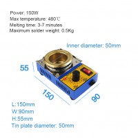 PH-21C 150W Lead-Free Soldering Pot Solder Pot Maximum Temperature 480℃/896℉ Inner Diameter 50mm/2"