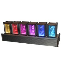 6-Digit RGB Glow Tube Clock LED Nixie Tube Clock Adjustable Colors Home Decor DIY Kit Unassembled