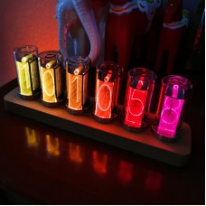 6-Digit Color Nixie Tube Alarm Clock Solid Wood RGB Glow Tube Clock LED Digital Gift Desktop Decor