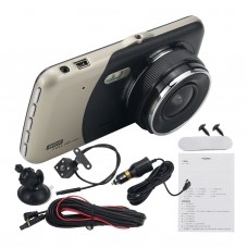 4" Dual Lens Camera HD 1080P Car DVR Vehicle Video Dash Cam Recorder w/ 4" LCD Screen Golden