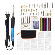 71pcs Wood Burning Pen Kit w/ Tips Soldering Iron Drawing Templates 18 Colored Pencils US Plug 