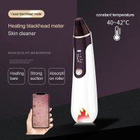 Visual Blackhead Remover Pore Cleaner Tool Heating Facial Cleansing Device w/ 4 Vacuum Suction Heads