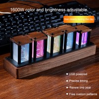 RGB Clock LED Pseudo Glow Tube Clock Black Walnut Wood DIY Kit Wonderful Birthday Present For Friend