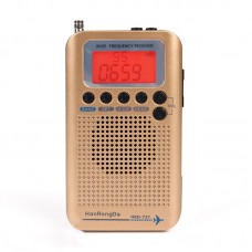 HRD-737 Air Band Radio Receiver Full Band Radio Alarm Clock VHF Multiband Radio LCD Backlight Golden