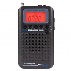 HRD-737 Air Band Radio Receiver Full Band Radio Alarm Clock VHF Multiband Radio LCD Backlight Black