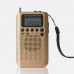 HRD-104 Portable AM FM Radio Mini Radio Two Band Digital Clock Radio Timing With Loudspeaker Golden