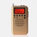 HRD-104 Portable AM FM Radio Mini Radio Two Band Digital Clock Radio Timing With Loudspeaker Golden