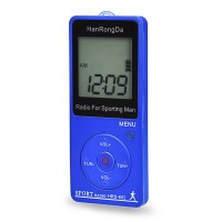 HRD-602 Sport Radio AM FM Radio Mini Radio Pocket Pedometer Function Conference Receiver Blue