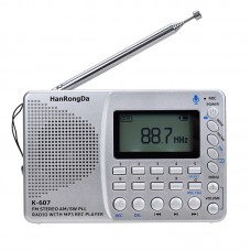 K-607 Desktop Radio Full Band Radio Recorder MP3 Player Portable Digital Radio AM FM SW For TF Card