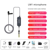 1.5M/4.9FT LM1 Collar Mic Collar Microphone w/ Conversion Cable For iPhone Noise Reduction