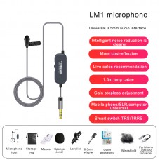 1.5M/4.9FT LM1 Collar Mic Collar Microphone w/ Conversion Cable For iPhone Noise Reduction