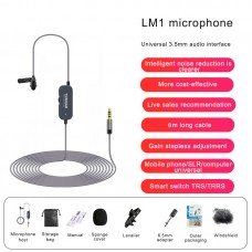 6M/19.7FT LM1 Collar Mic Collar Microphone Noise Reduction Earphone Monitor For Phone SLR Camera